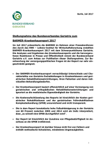Stellungnahme des Bundesverbandes Geriatrie zum BARMER