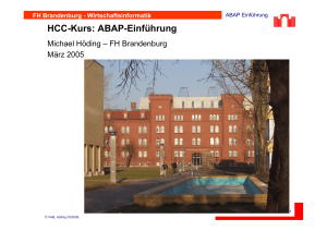 HCC-Kurs: ABAP-Einführung