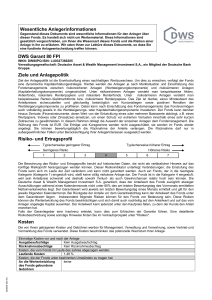 Wesentliche Anlegerinformationen DWS Garant 80 FPI