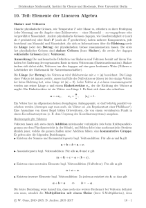 10. Teil: Elemente der Linearen Algebra - Userpage