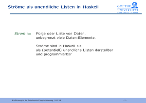 Ströme als unendliche Listen in Haskell