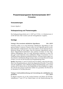 Proseminarprogramm Sommersemester 2017