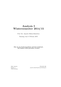Analysis I Wintersemester 2014/15