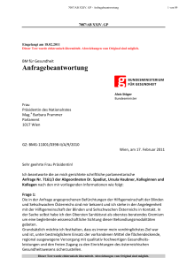 Anfragebeantwortung - Österreichisches Parlament