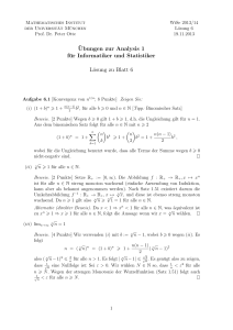 ¨Ubungen zur Analysis 1 für Informatiker und Statistiker Lösung zu