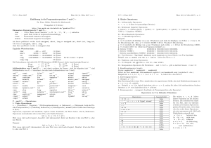 C-C++-Kurs 2017 Blatt 02 (14. März 2017 ), p. 1 Einführung in die