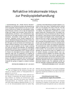 Refraktive intrakorneale Inlays zur Presbyopiebehandlung