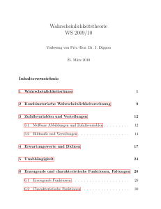 Wahrscheinlichkeitstheorie WS 2009/10