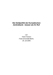 Die Geldpolitik der Europäischen Zentralbank - diss.fu