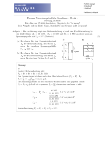 ¨Ubungen Naturwissenschaftliche Grundlagen – Physik – 9.¨Ubung