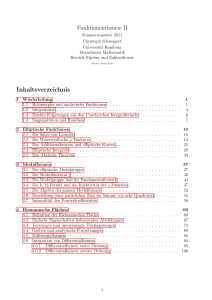 Funktionentheorie II Inhaltsverzeichnis