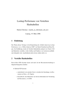 Lookup Performanz von Verteilten Hashtabellen