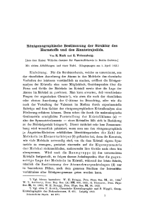 ntgenographische Bestimmung der Struktur des Harnstoffs und des