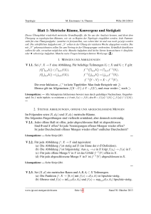 Blatt 1: Metrische Räume, Konvergenz und Stetigkeit