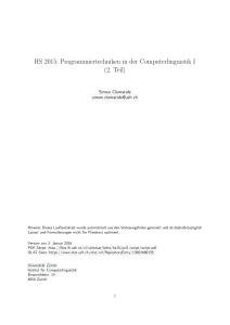 HS 2015: Programmiertechniken in der Computerlinguistik I