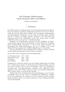 Die Göttinger Mathematiker Gauß, Riemann, Klein und Hilbert