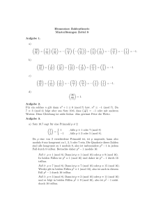 Elementare Zahlentheorie Musterlösungen Zettel 8 Aufgabe 1. a