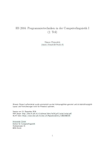 HS 2016: Programmiertechniken in der Computerlinguistik I (2