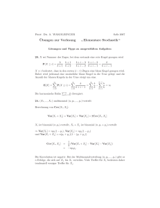 ¨Ubungen zur Vorlesung ” Elementare Stochastik“