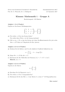 Klausur: Mathematik 1 – Gruppe A