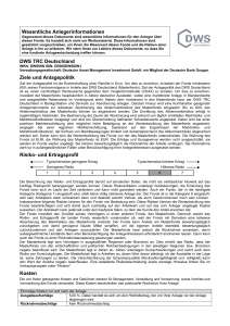 Wesentliche Anlegerinformationen DWS TRC Deutschland Ziele