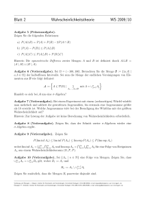 Blatt 2 Wahrscheinlichkeitstheorie WS 2009/10