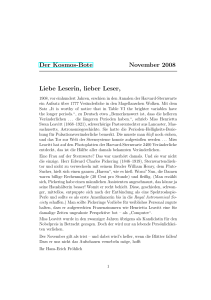 Der Kosmos-Bote November 2008 Liebe Leserin, lieber Leser,