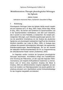 Modellorientierte Therapie phonologischer Störungen bei Aphasie