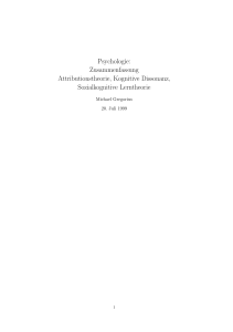 Psychologie: Zusammenfassung Attributionstheorie, Kognitive