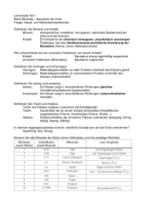 Lerninhalte Teil 1 Block Minerale – Bausteine der Erde