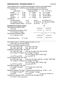 Zahlenbereiche - Komplexe Zahlen C