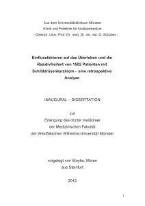 Einflussfaktoren auf das Überleben und die Rezidivfreiheit von 1502