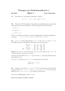 ¨Ubungen zur Funktionentheorie 1 Blatt 5