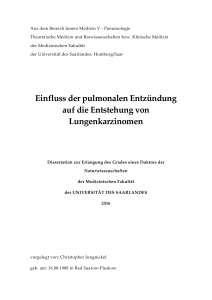 Einfluss der pulmonalen Entzündung auf die Entstehung von