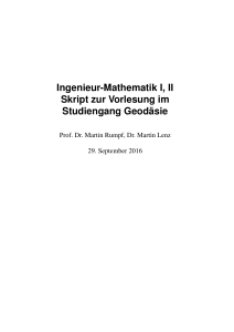 Ingenieur-Mathematik I und II - Skript zur Vorlesung im