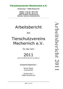 Arbeitsbericht 2011 - Tierschutzverein Mechernich eV