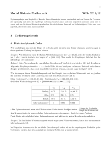 Modul Diskrete Mathematik WiSe 2011/12 3 Codierungstheorie