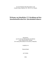 Wirkung von künstlicher UV-Strahlung auf den Knochenstoffwechsel