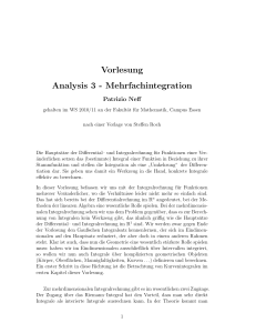 Vorlesung Analysis 3 - Mehrfachintegration