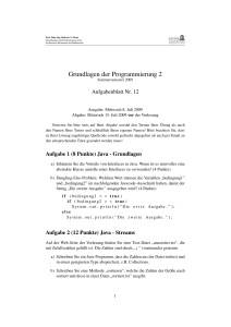 Übungsblatt Grundlagen der Programmierung II