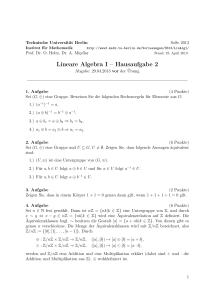 Lineare Algebra I – Hausaufgabe 2 - Institut für Mathematik