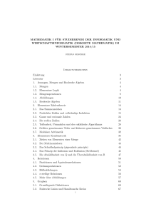 MATHEMATIK I FÜR STUDIERENDE DER INFORMATIK UND