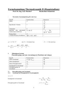 Formelsammlung Thermodynamik II (Hauptstudium)