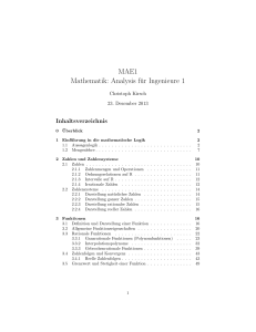 MAE1 Mathematik: Analysis für Ingenieure 1