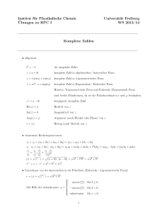 Institut für Physikalische Chemie Universität Freiburg Übungen zu