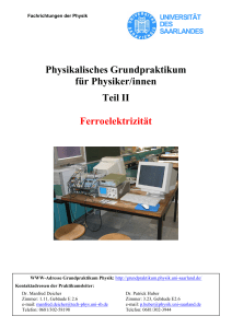 Physikalisches Grundpraktikum für Physiker/innen Teil II
