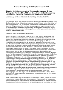 Situation der Hebammenarbeit in Th&uuml;ringen Beratung der Gro&szlig;en