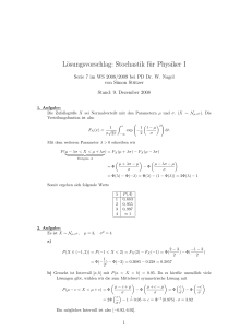 Lösungsvorschlag: Stochastik für Physiker I