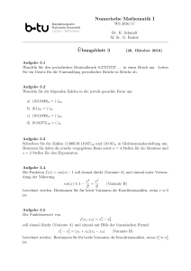 Numerische Mathematik I ¨Ubungsblatt 3