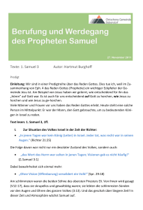 Texte: 1. Samuel 3 Autor: Hartmut Burghoff